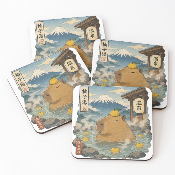 Item preview, Capybara Yuzu Onsen: Zen Hot Spring with Mt. Fuji Art designed and sold by Clavivs.