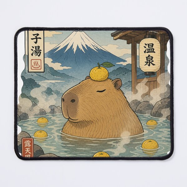 Item preview, Capybara Yuzu Onsen: Zen Hot Spring with Mt. Fuji Art designed and sold by Clavivs.
