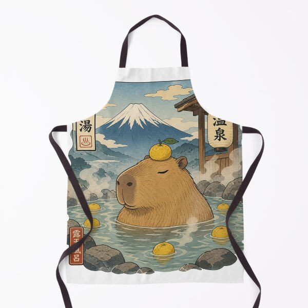 Item preview, Capybara Yuzu Onsen: Zen Hot Spring with Mt. Fuji Art designed and sold by Clavivs.