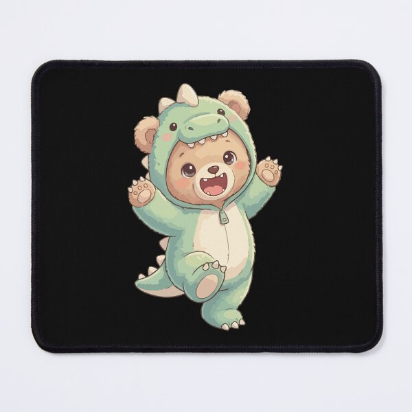 Item preview, Happy Kawaii Bear Wearing Green Dinosaur Costume Jumping designed and sold by stylishdzign.
