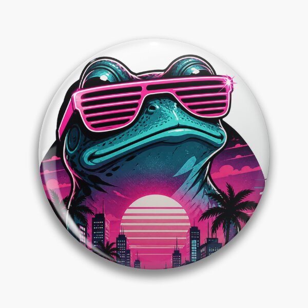 Item preview, Neon Frog Cityscape: Ultimate Synthwave Vibes designed and sold by Clavivs.