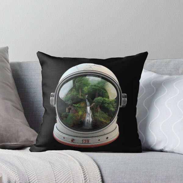 Item preview, Space Garden - Surreal Astronaut Helmet with Lush Forest Waterfall Art designed and sold by UnRealS.