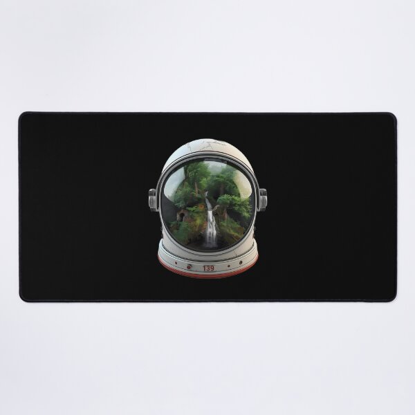 Item preview, Space Garden - Surreal Astronaut Helmet with Lush Forest Waterfall Art designed and sold by UnRealS.