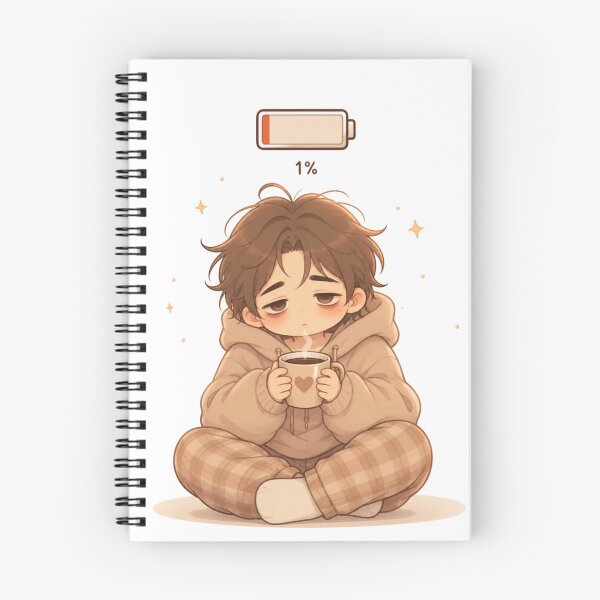 Item preview, Low Battery Mood – Cute Tired Cozy Character with Coffee | Kawaii Exhausted Aesthetic designed and sold by MarekoraStudio.