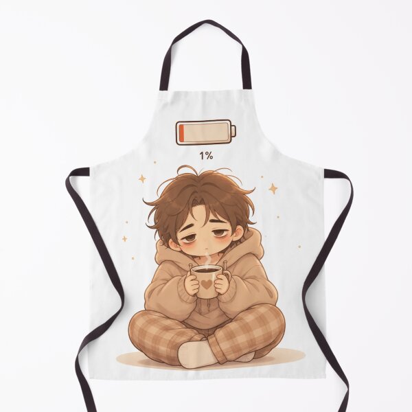 Item preview, Low Battery Mood – Cute Tired Cozy Character with Coffee | Kawaii Exhausted Aesthetic designed and sold by MarekoraStudio.