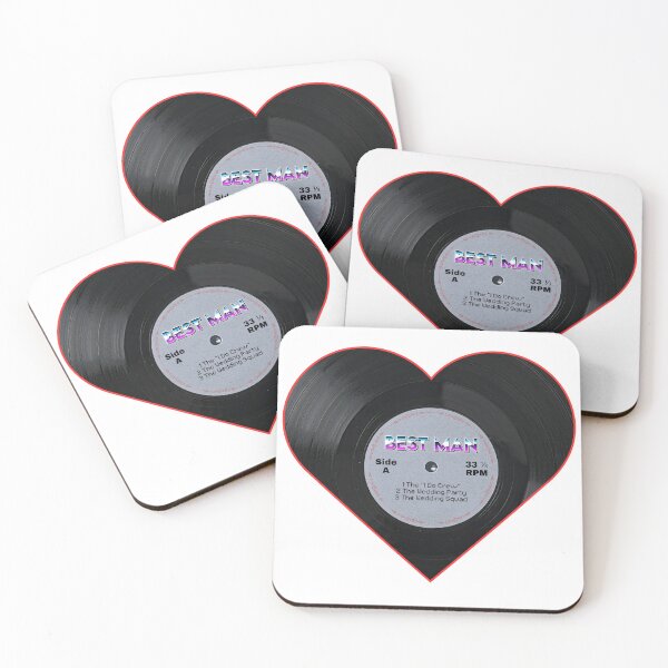 Item preview, Best Man Vinyl Record Heart – Wedding Party Retro Music Design designed and sold by MusicFanTees.