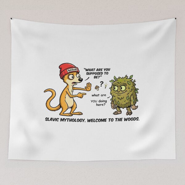 Item preview, Confused Meerkat Meets Slavic Forest Monster - Retro 90s Cartoon designed and sold by mAXiBoOM.