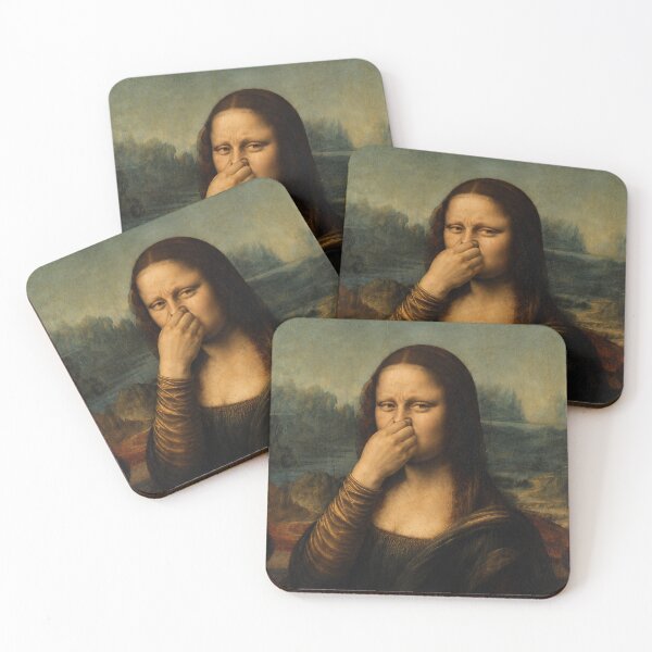 Item preview, Funny Mona Lisa Holding Nose – Bathroom Wall Art designed and sold by Psycho-Crazy.