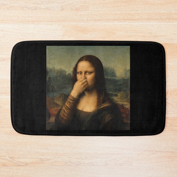 Item preview, Funny Mona Lisa Holding Nose – Bathroom Wall Art designed and sold by Psycho-Crazy.