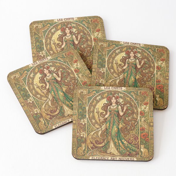 Item preview, Art Nouveau Woman with Ornate Cats designed and sold by Common-Standard.
