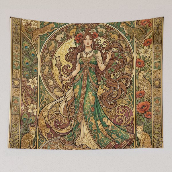 Item preview, Art Nouveau Woman with Ornate Cats designed and sold by Common-Standard.
