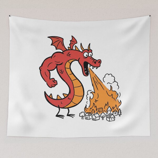 Item preview, Burninating the Countryside | Retro Doodle Dragon designed and sold by designerr23 ⭐⭐⭐⭐⭐.