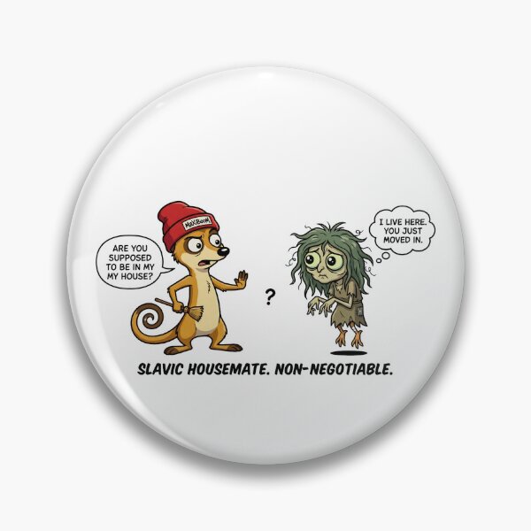 Item preview, Funny Slavic Housemate Meerkat vs Kikimora Retro Cartoon designed and sold by mAXiBoOM.