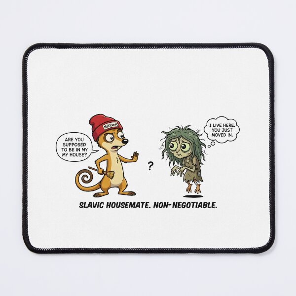 Item preview, Funny Slavic Housemate Meerkat vs Kikimora Retro Cartoon designed and sold by mAXiBoOM.