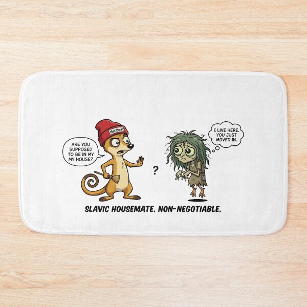 Item preview, Funny Slavic Housemate Meerkat vs Kikimora Retro Cartoon designed and sold by mAXiBoOM.
