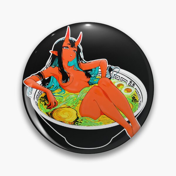 Item preview, Red Oni Girl Relaxing in Ramen Noodle Bath designed and sold by MikaseSan.