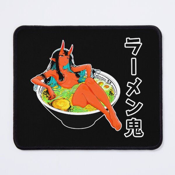 Item preview, Red Oni Girl Relaxing in Ramen Noodle Bath designed and sold by MikaseSan.