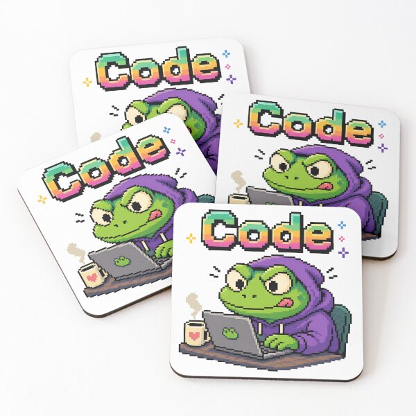 Item preview, Pixel Art Coding Frog: Retro Developer Vibes with Coffee designed and sold by Clavivs.
