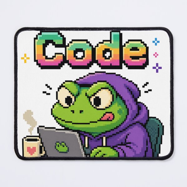Item preview, Pixel Art Coding Frog: Retro Developer Vibes with Coffee designed and sold by Clavivs.