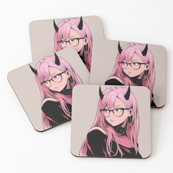 Item preview, Anime Devil Girl Sticker – Pink Hair Aesthetic, Cute Horns Anime Girl, Otaku Style Art designed and sold by Pinpondesigns.