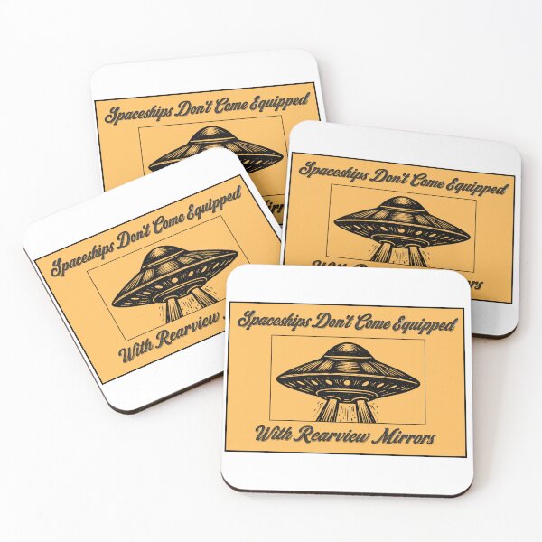 Item preview, Spaceships Don’t Come Equipped With Rearview Mirrors – Retro Sci-Fi Quote Design, Hip Hop Inspired Graphic designed and sold by MusicFanTees.