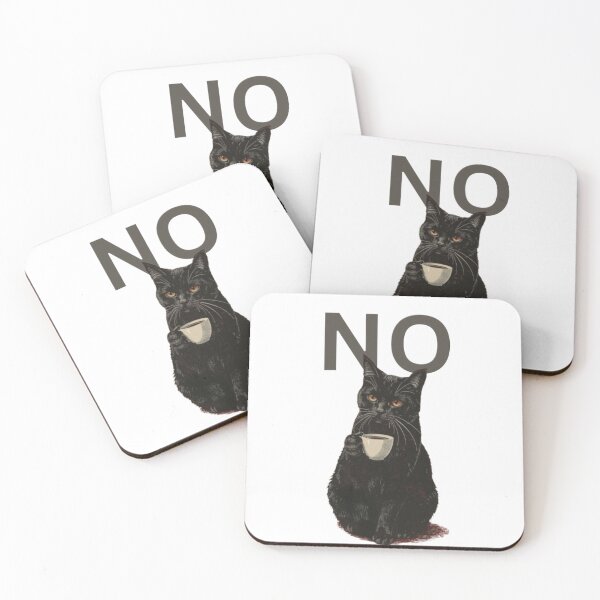 Item preview, No Means No - Funny Black Cat Drinking Coffee designed and sold by bobee store.