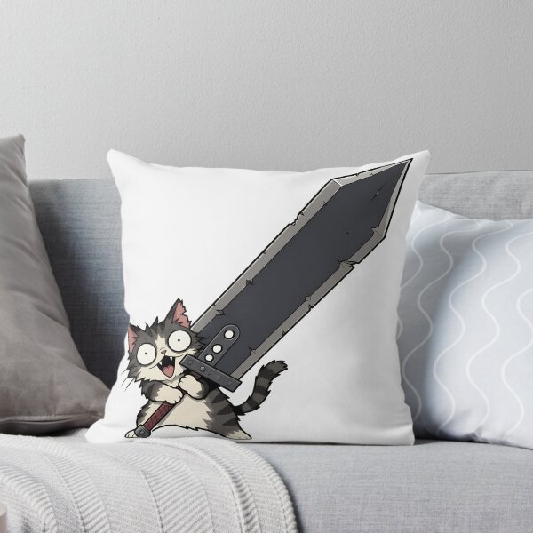 Item preview, Kawaii Warrior Cat – Mini Feline with a Much Too Big Sword designed and sold by Anteverse.