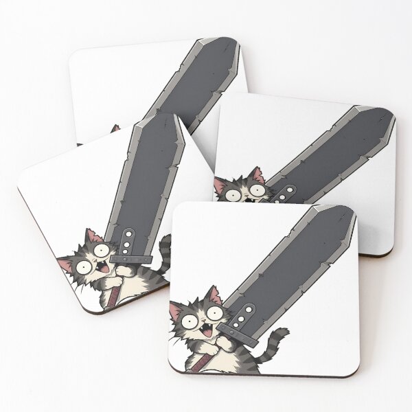 Item preview, Kawaii Warrior Cat – Mini Feline with a Much Too Big Sword designed and sold by Anteverse.