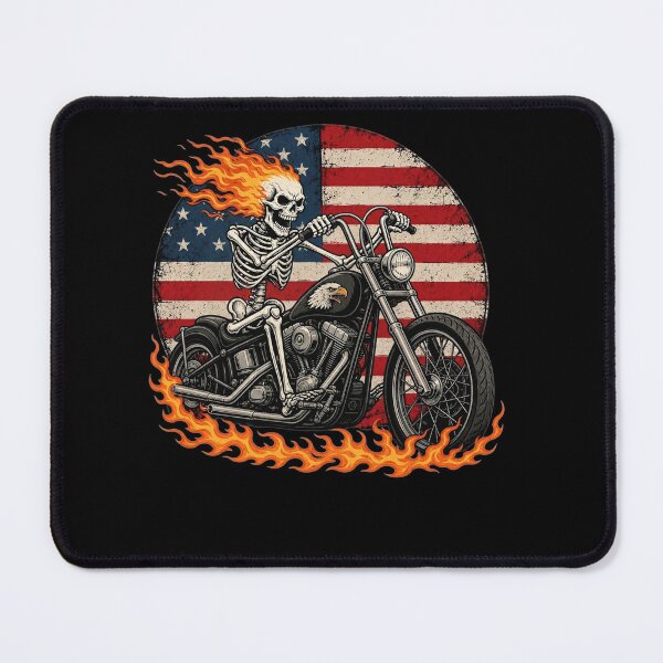 Item preview, Motorcycle Skeleton Biker 4th July American USA Flag Men designed and sold by clothesy7.