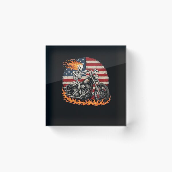 Item preview, Motorcycle Skeleton Biker 4th July American USA Flag Men designed and sold by clothesy7.