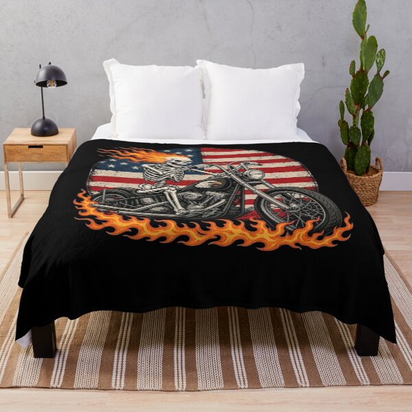 Item preview, Motorcycle Skeleton Biker 4th July American USA Flag Men designed and sold by clothesy7.