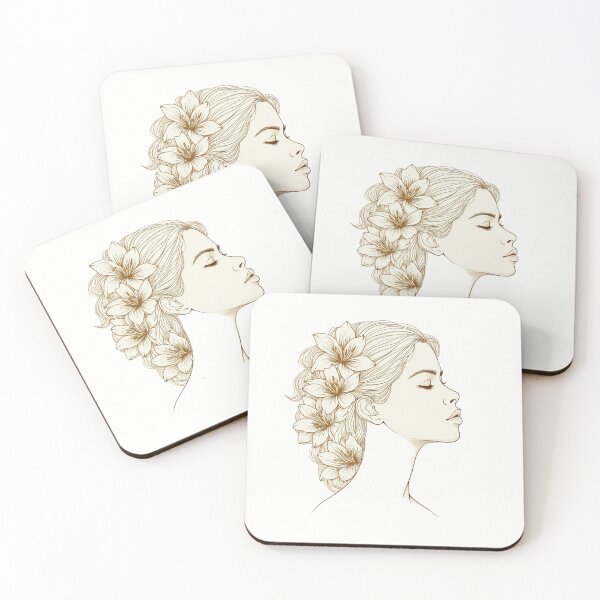 Item preview, Minimalist Mother Face Profile with Lily Flowers Art designed and sold by M.Store.