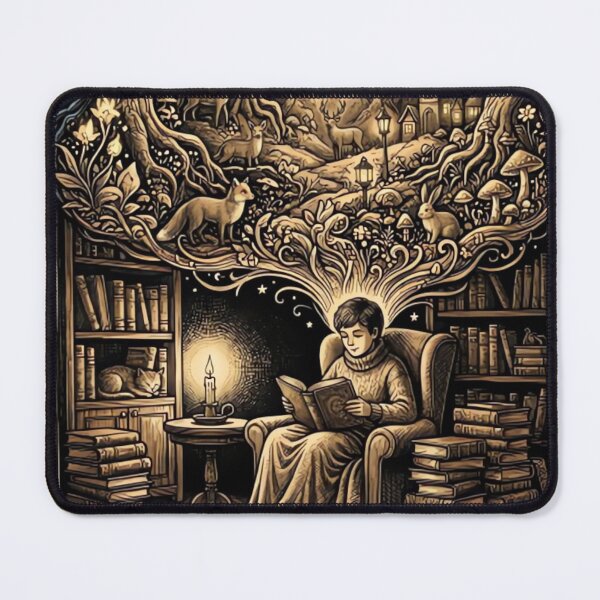 Item preview, Fictional World is Better – Vintage Fantasy Reading Illustration designed and sold by urbinet.