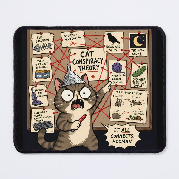 Item preview, Conspiracy Theorist Cat – Everything Is Connected, Human designed and sold by Anteverse.
