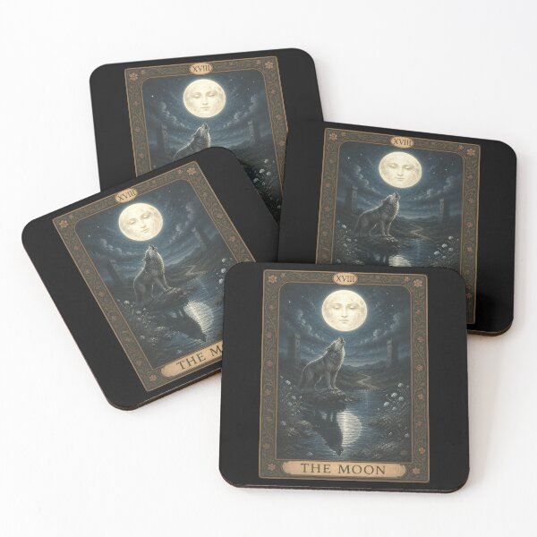 Item preview, The Moon Tarot Card XVIII Art Nouveau Illustration designed and sold by FabcoDesign.
