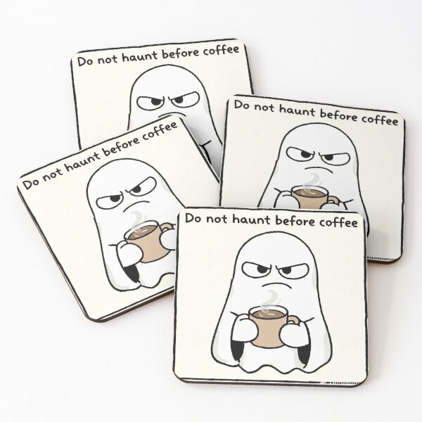 Item preview, Grumpy Ghost Coffee Meme – “Do Not Haunt Before Coffee” Funny Halloween Sticker designed and sold by BlackBoneArt.