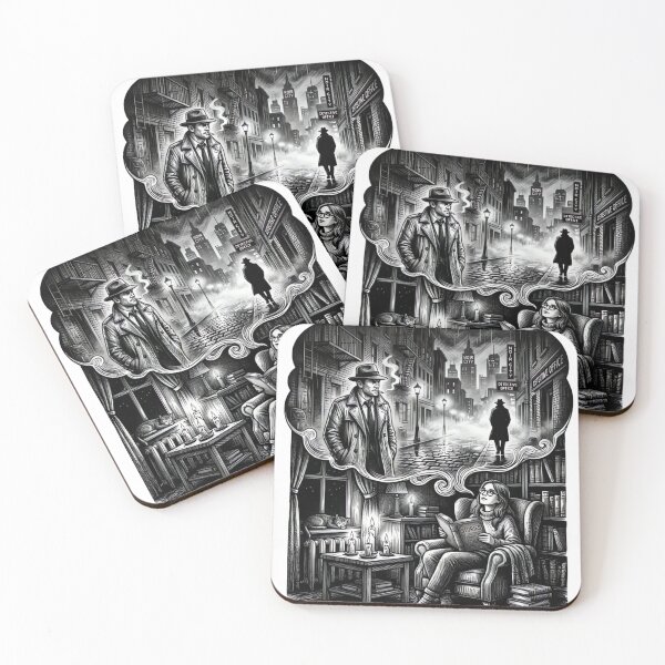 Item preview, Fictional World is Better Cozy Reading Noir Vintage Illustration designed and sold by urbinet.