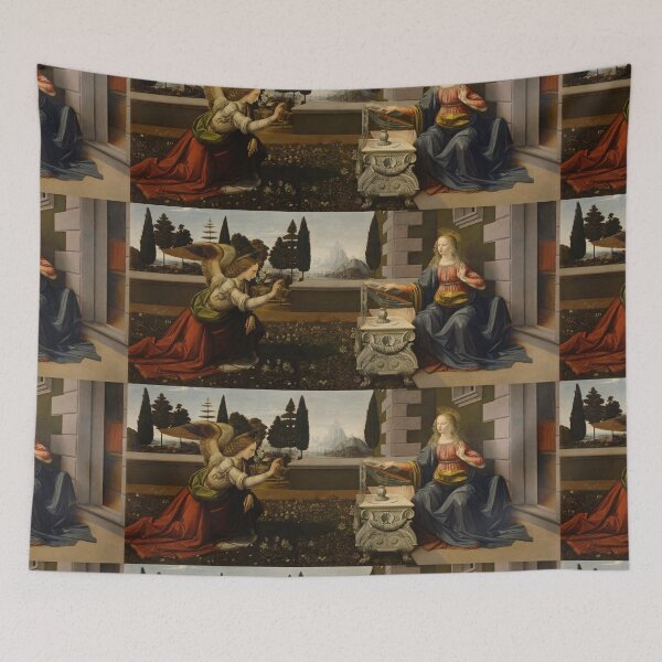 Item preview, The Annunciation by Leonardo da Vinci Renaissance Religious Fine Art Print designed and sold by artofuniverse.