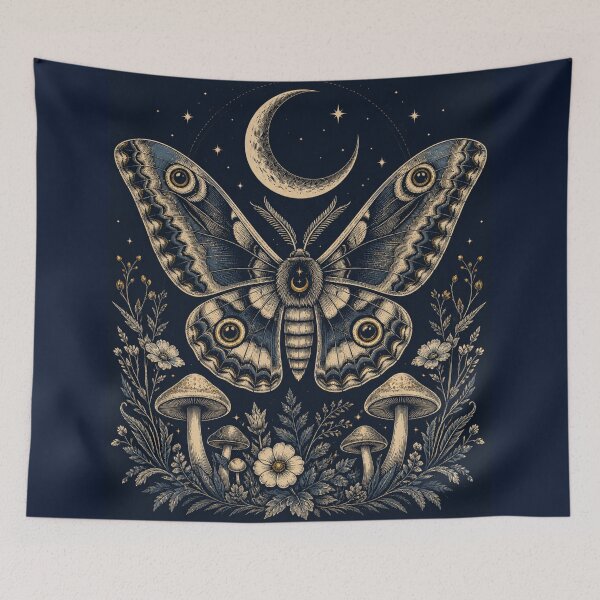Item preview, Gothic Moth Moon Botanical Art – Dark Vintage Engraving Illustration | Witchy Nature Gift designed and sold by irfanshikh.