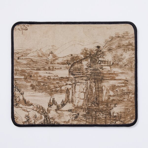 Item preview, Arno Landscape by Leonardo da Vinci Renaissance Italian Countryside Drawing Art Print designed and sold by artofuniverse.