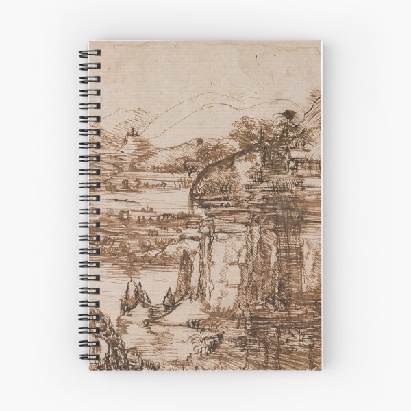 Item preview, Arno Landscape by Leonardo da Vinci Renaissance Italian Countryside Drawing Art Print designed and sold by artofuniverse.