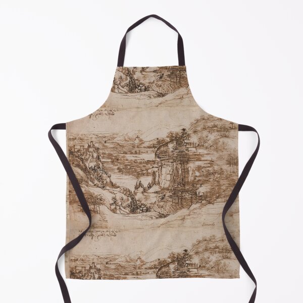 Item preview, Arno Landscape by Leonardo da Vinci Renaissance Italian Countryside Drawing Art Print designed and sold by artofuniverse.
