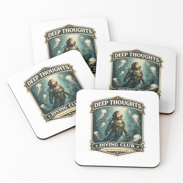 Item preview, Deep Thoughts Diving Club Vintage Ocean Explorer Nautical Aesthetic Artwork designed and sold by StickyGuys.