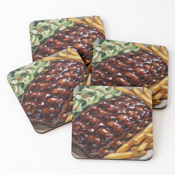 Item preview, Saucy Baby Back Ribs Palette Knife Painting BBQ Art designed and sold by GymTanLaundry.