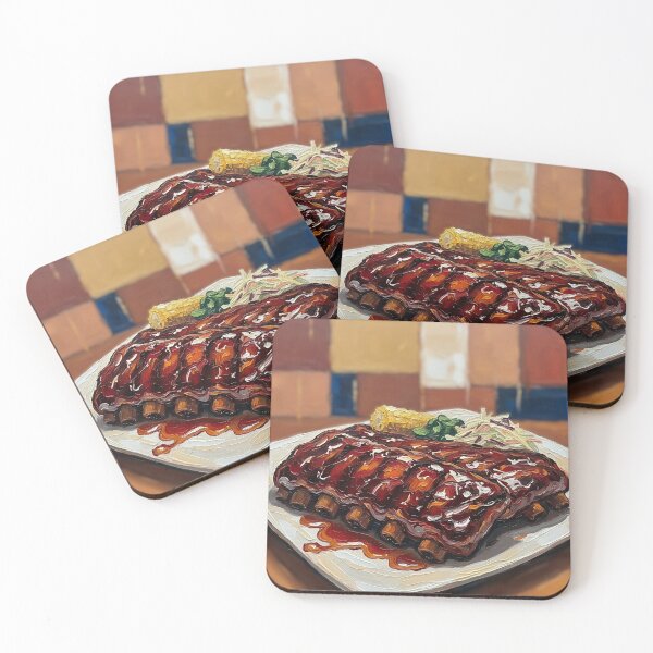 Item preview, Saucy Baby Back Ribs Palette Knife Painting BBQ Art designed and sold by GymTanLaundry.