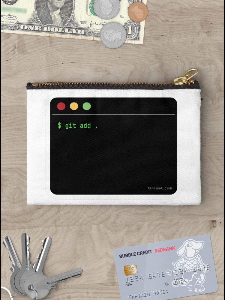 Thumbnail 3 of 4, Zipper Pouch, git add . – Minimal Developer Command designed and sold by TerminalClub.