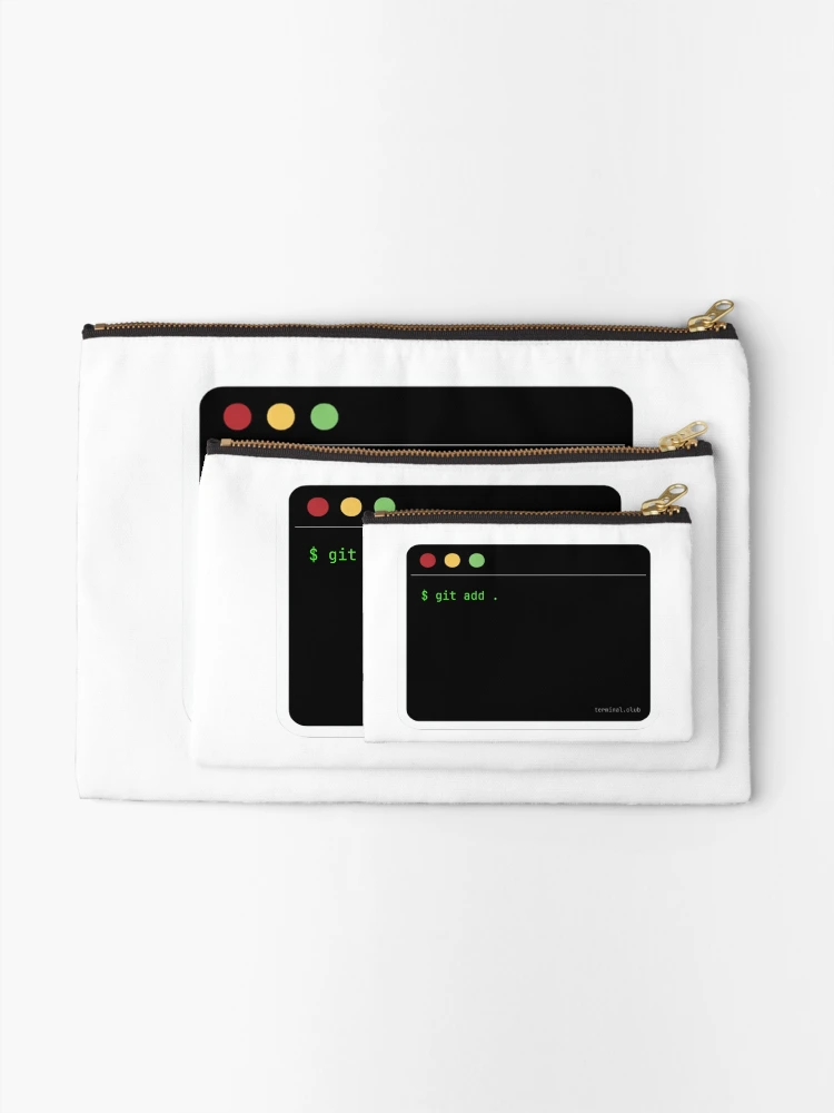 Thumbnail 2 of 4, Zipper Pouch, git add . – Minimal Developer Command designed and sold by TerminalClub.