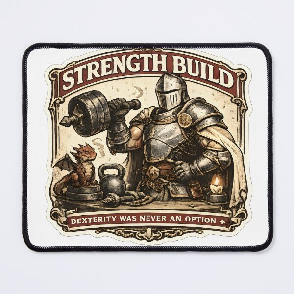 Item preview, Strength Build Medieval Knight Fantasy Gym Humor Vintage RPG Artwork designed and sold by StickyGuys.