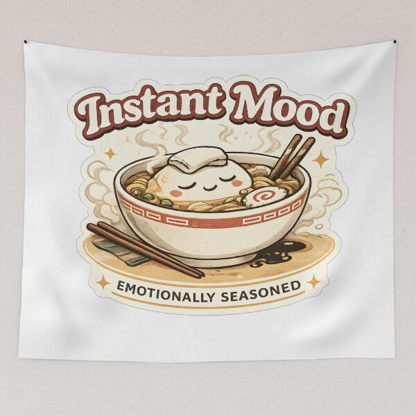Item preview, Instant Mood Retro Ramen Mascot Japanese Food Streetwear Aesthetic Artwork designed and sold by StickyGuys.