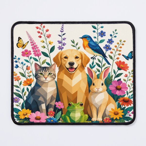 Item preview, Cute Animal Garden Vector Illustration | Cat Dog Frog Bird Rabbit Floral Graphic designed and sold by ArtoryNest.